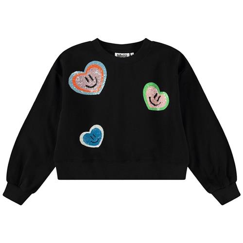 Molo Miki Sweatshirt Festive Hearts 122 cm  Sort  122 cm  Piger