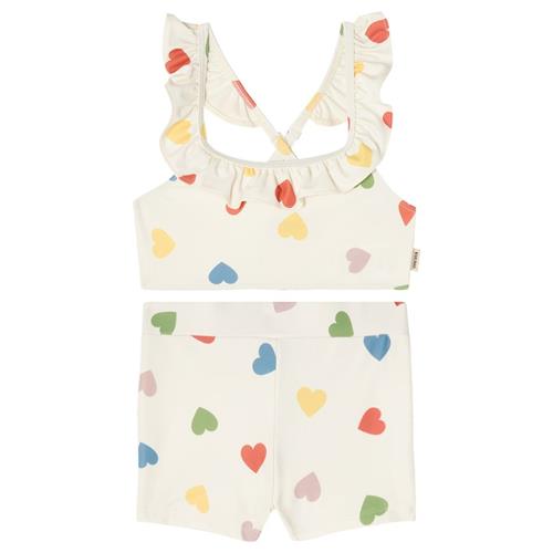 Kuling Samoa UV-bikini Rainbow Hearts 122/128 cm  Hvid  122/128 cm  Piger