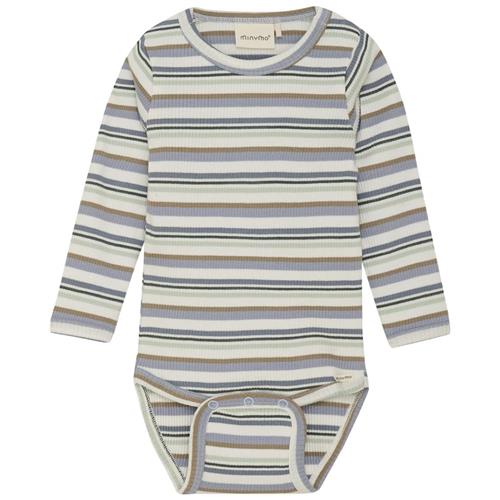 Minymo Ribbet Baby Body Blue Fog 50 cm  Blå  50 cm  Drenge