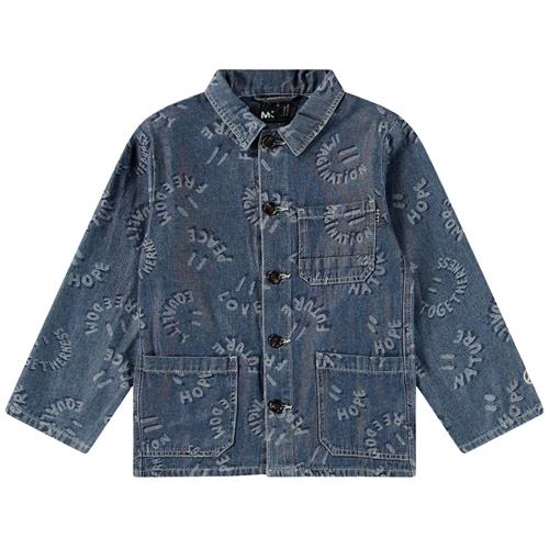 Molo Halley Denim Jacket Word Smiles 140 cm  Blå  140 cm  Drenge, Piger
