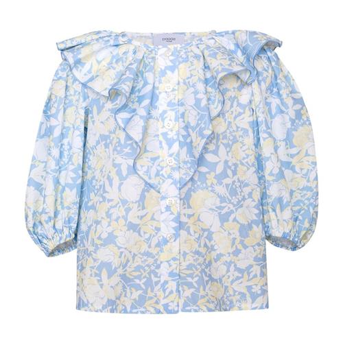 Paade Mode Blomstret Bluse Anemone Blue 5 Y  Blå  5 år  Piger