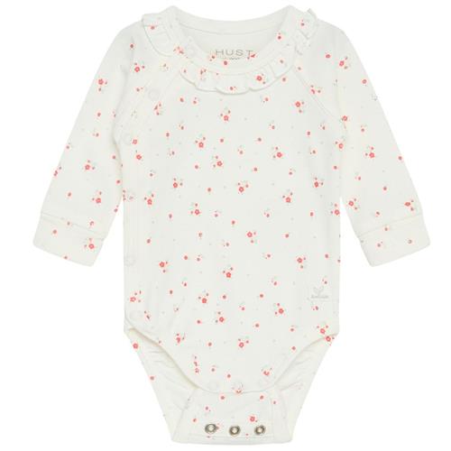 Hust&Claire Bing Blomstret Babybody Hot Coral 50 cm  Orange.  50 cm  Drenge, Piger