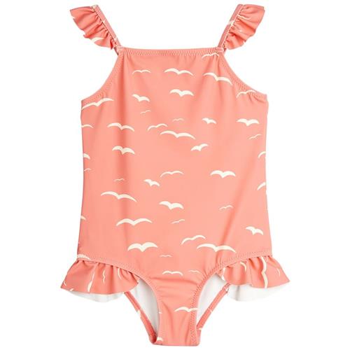 Mini Rodini Seagull Aop Frill Badedragt Pink 92/98 cm  Lyserød  92/98 cm  Piger