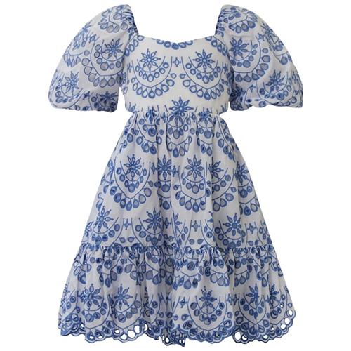 Bardot Junior Ellory Broderet Mini Kjole Periwinkle 6 Y  Hvid  6 år  Piger