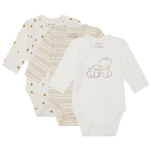 Hust&Claire Base 3-pak Baby Body Snow White 80 cm  Hvid  80 cm  Drenge, Piger
