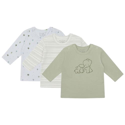 Hust&Claire Amar 3-pak Langærmet T-shirt Green Sage 74 cm  Grøn  74 cm  Drenge, Piger