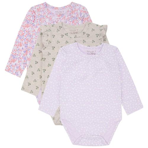 Hust&Claire Bella 3-pak Baby Body Wheat Melange 56 cm  Beige  56 cm  Piger