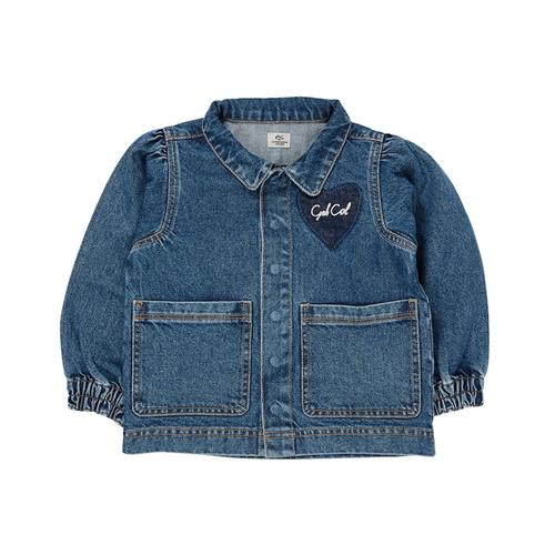 Copenhagen Colors Hearts Økologisk Denimjakke Indigo Blue Washed 110 cm  Blå  110 cm  Piger