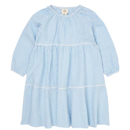 Copenhagen Colors Bow Seersucker-kjole Sky Blue Cream Stripe 104cm  Blå  104 cm  Piger