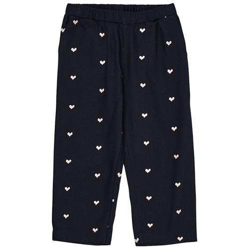Copenhagen Colors GOTS Heart Twill-bukser Navy Soft Pink Hearts 128 cm  Blå  128 cm  Piger