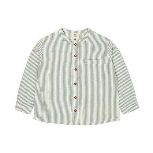 Copenhagen Colors GOTS Seersucker-skjorte Green Cream Stripe 128 cm  Grøn  128 cm  Drenge