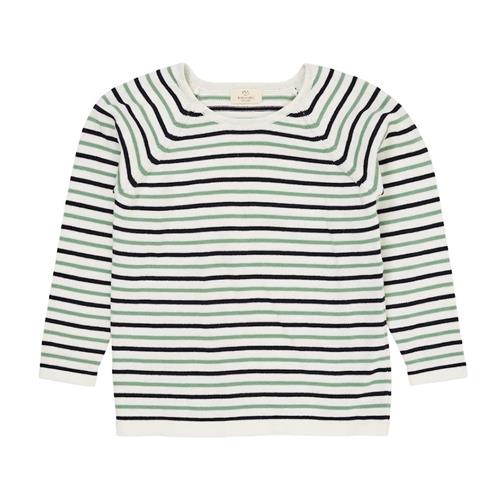 Copenhagen Colors GOTS Tynd Strikket Sweater Cream Navy Green 110 cm  Beige  110 cm  Drenge, Piger