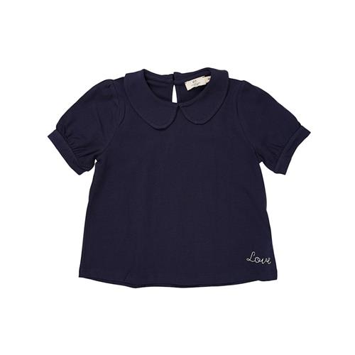 Copenhagen Colors Solid Kortærmet Bluse Med Krave Navy 86 cm  Blå  86 cm  Piger