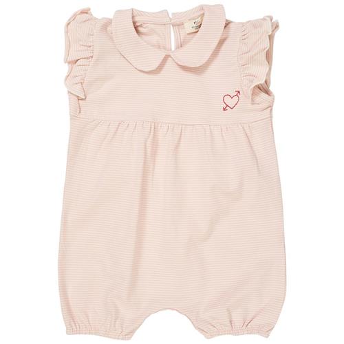 Copenhagen Colors Stribet Romper Dusty Rose Cream Stripe 68 cm  Lyserød  68 cm  Piger