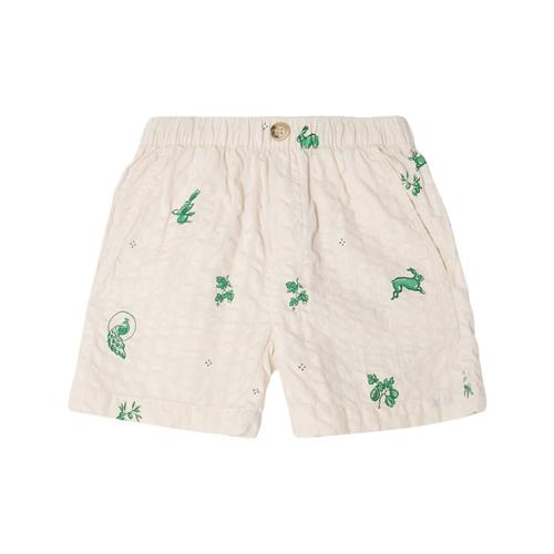 garbo&friends Seersucker-shorts Azulejos Emerald 86/92 cm  Hvid  86/92 cm  Drenge, Piger