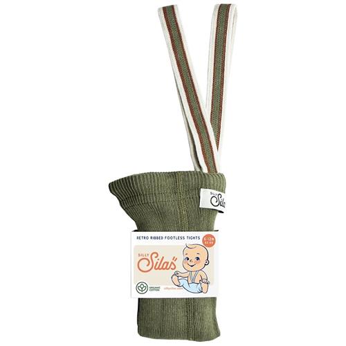 Silly Silas GOTS Fodløse Strømpebukser Olive Striped  3-4 Y  Grøn  3-4 år  Drenge, Piger