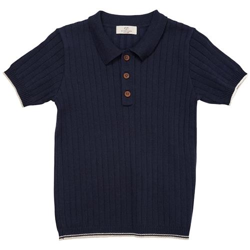 Copenhagen Colors Ribbet Poloshirt Navyblå 116 cm  Marineblå  116 cm  Drenge, Piger