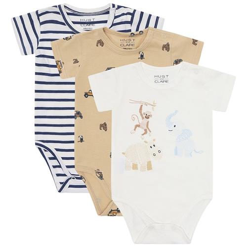 Hust&Claire Bertram 3-pak Baby Body Pale Khaki 68 cm  Brun  68 cm  Drenge