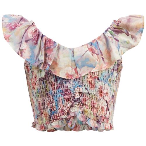 Bardot Junior Ayala Shirred Croptop Azure Floral 6 Y  Lyserød  6 år  Piger