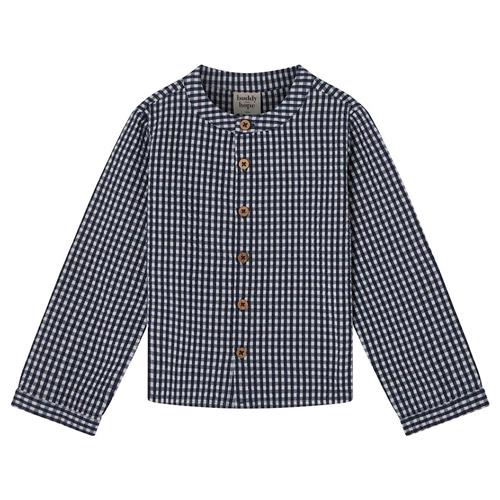 Buddy & Hope August LS Shirt Seersucker Navy Check 110/116 cm  Marineblå Tern 110/116 cm  Drenge, Piger