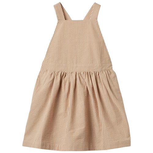 Wheat Agnes Pinafore-kjole Caramel Stripe 110 cm  Beige  110 cm  Piger