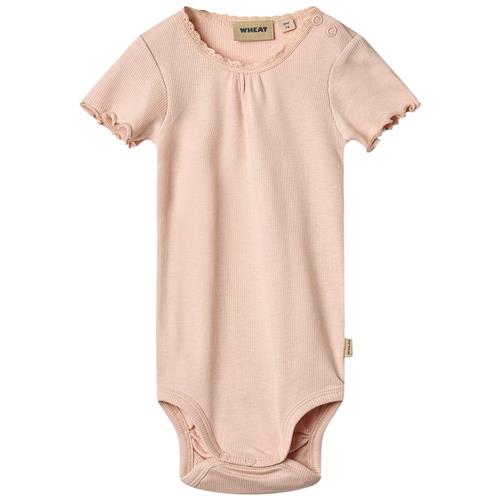 Wheat Edna Ribbet Kortærmet Baby Body Powder 68 cm  Lyserød  68 cm  Piger