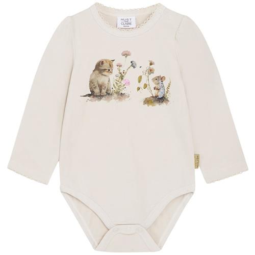 Hust&Claire Bernice Babybody Oat milk 56 cm  Beige  56 cm  Piger