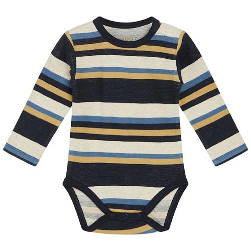 Hust&Claire GOTS Buster Babybody Beige Melange 62 cm  Marineblå  62 cm  Drenge