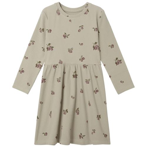 garbo&friends Mønstret Ribbet Baby-kjole Prune Green 86/92 cm  Grøn  86/92 cm  Piger
