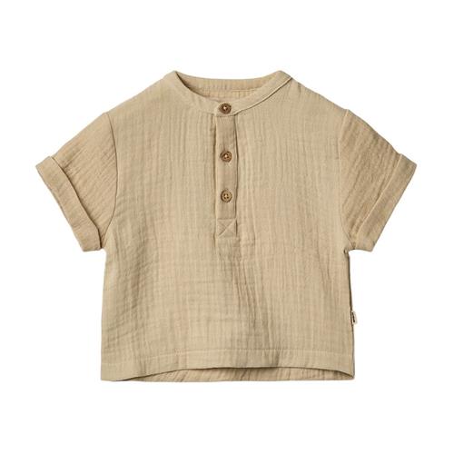 Wheat GOTS Svend Kortærmet Skjorte Soft Sand 68 cm  Beige  68 cm  Drenge