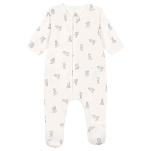 Petit Bateau Kaninmønstret Rørstrik Onesie Marshmallow Grey Newborn  Hvid  nyfødt  Drenge, Piger