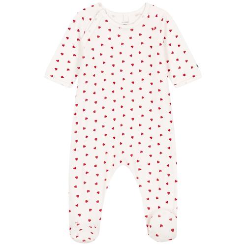 Petit Bateau Velour Med Hjertemønster Onesie Marshmallow Terkuit 1 months  Hvid  1 måneder  Drenge, Piger