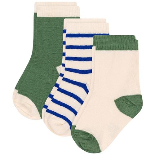 Petit Bateau Stripy 3-pak Bomuldsstrømper Green 0-3 months  Grøn  0-3 måneder  Drenge, Piger