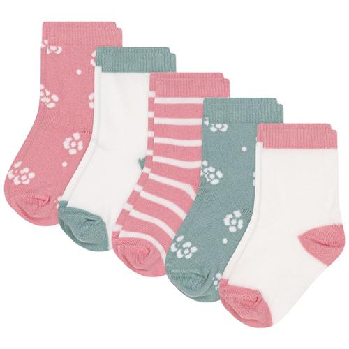 Petit Bateau Flowers 5-pak Bomuldsstrømper Green Pink 6-12 months  Lyserød  6-12 måneder  Piger