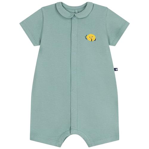 Petit Bateau Kortærmet Heldragt Med Krave Vert 6 months  Grøn  6 måneder  Drenge, Piger