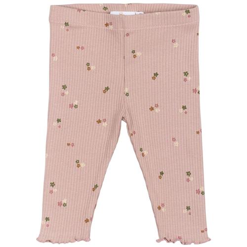 The New Siblings GOTS Odelia Ribbede Leggings Adobe Rose Aop Adobe Rose  62 cm  Lyserød  62 cm  Piger