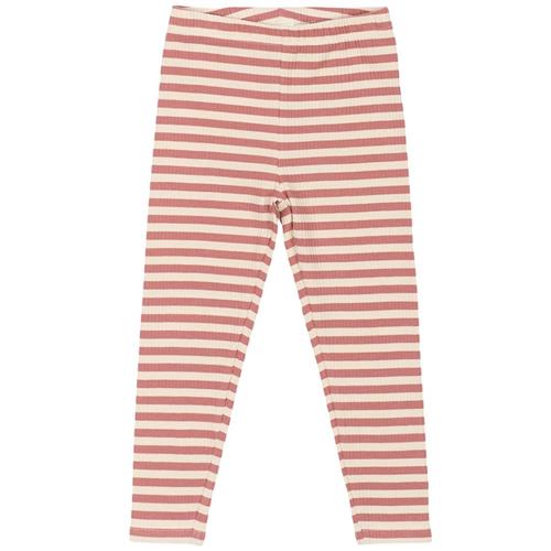 The New Siblings GOTS Uni Ribbede Leggings Old Rose Striped Old Rose Striped 56 cm  Lyserød  56 cm  Piger