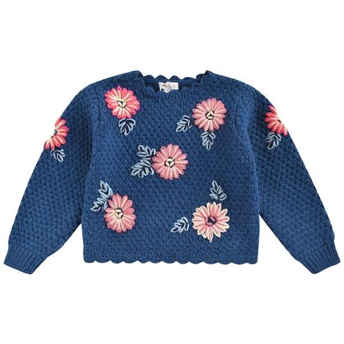 Louise Misha Acia Strikket Baby Sweater Ink Blue 24 months  Blå  24 måneder  Piger