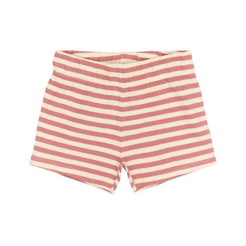 The New Siblings GOTS Uni Ribbede Shorts Old Rose Striped Old Rose Striped 80 cm  Lyserød  80 cm  Piger