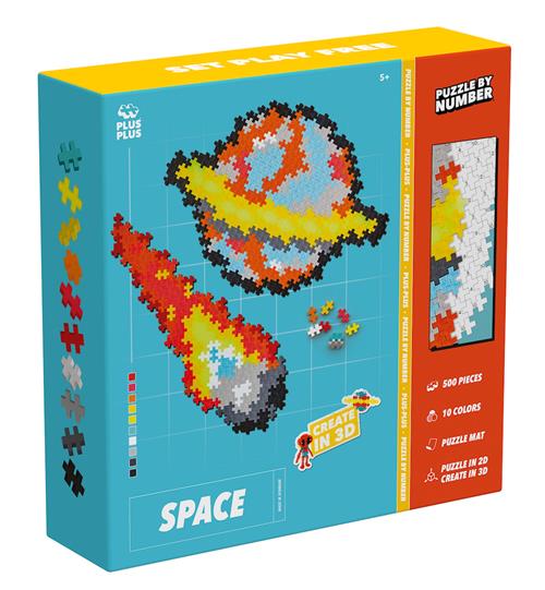 Plus-Plus Puzzle By Number Space Byggesæt One Size  Blå  One Size  Drenge, Piger