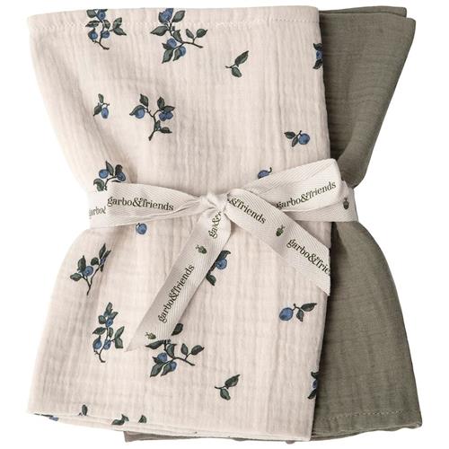 garbo&friends 2-Pack Muslin-tæpper Blueberry  Blueberry  One Size  Beige  One Size  Drenge, Piger