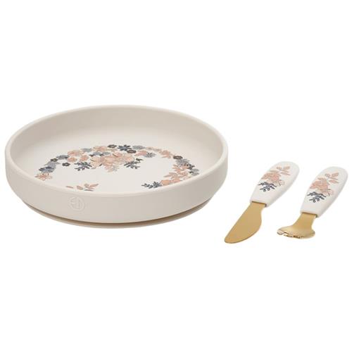 Elodie Tallerken Med Bestik Garden Blue Blue Garden Lt Placement-One Size  Rød  One Size  Drenge, Piger