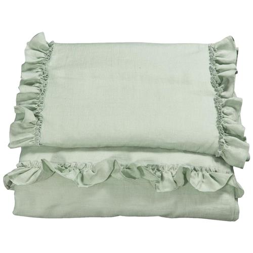NG Baby Sengesæt Linned Ruffle Klapvogn/Vugge Sage Green One Size      Drenge, Piger