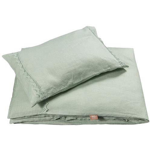 NG Baby Sengetøjssæt Linned med Blonder til Klapvogn/Vugge Sage Green One Size      Drenge, Piger