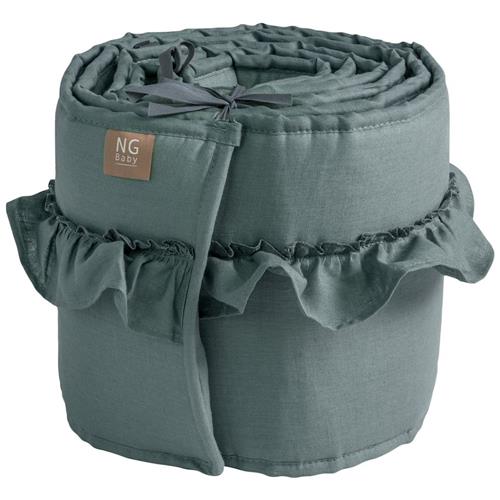 NG Baby Stødkant Vugge Linned Med Flæse Petrol Green One Size      Drenge, Piger