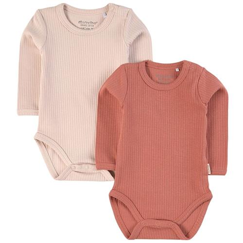 Minymo 2-pak Rib Babybodyer Canyon Rose 62 cm    62 cm  Drenge, Piger