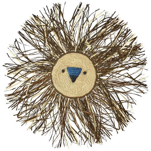 RICE Large Raffia Animal Vægdekoration Brown One Size    One Size  Drenge, Piger