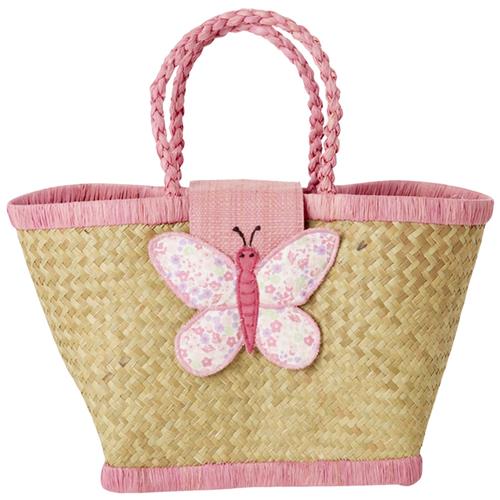RICE Raffia-børnetaske Med Sommerfuglelukning Multi One Size    One Size  Piger