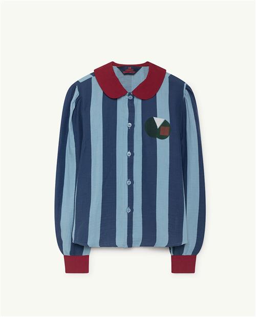 The Animals Observatory Kangaroo Shirt Blue Stripes Blue Stripes 4 Y  Blå  4 år  Piger