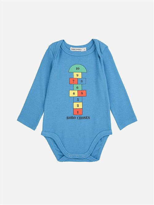 Bobo Choses Hopscotch Langærmet Body Blue  Blue 12 Months  Blå  12 måneder  Drenge, Piger